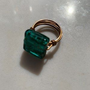 Green sea glass ring
